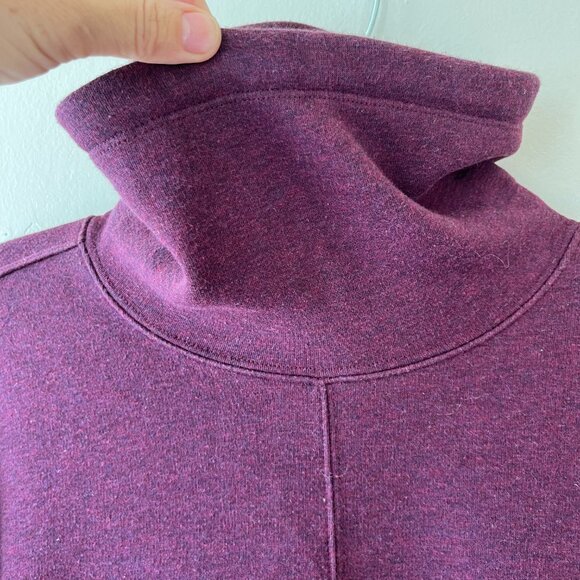 Athleta Sz S M Cozy Karma Funnel Neck Sweatshirt Fleece Burgundy Pullover Top - Picture 3 of 8